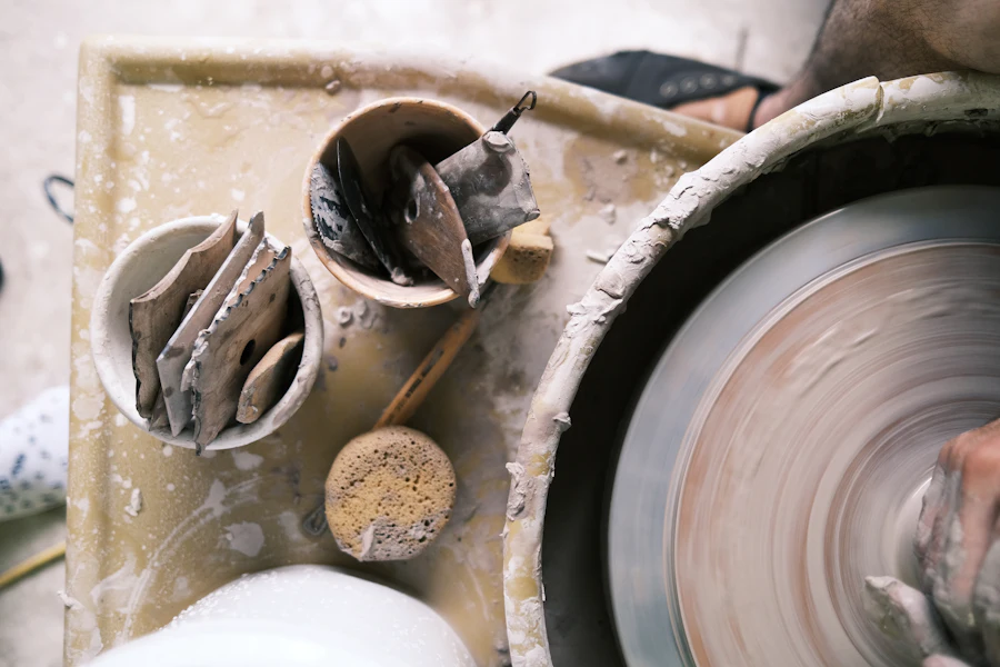 Trimming tools beside the wheel